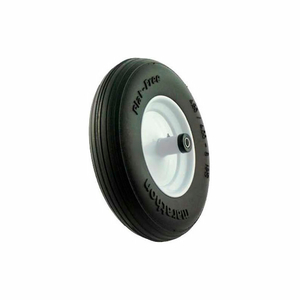 4.80/4.00-8 FLAT FREE WHEELBARROW TIRE RIBBED TREAD - 6" CENTERED - 5/8" BEARINGS by Marathon