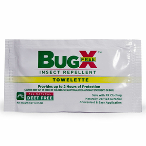 BUG X FREE INSECT REPELLENT, DEET FREE, TOWELETTE, 300/CASE by Coretex Products