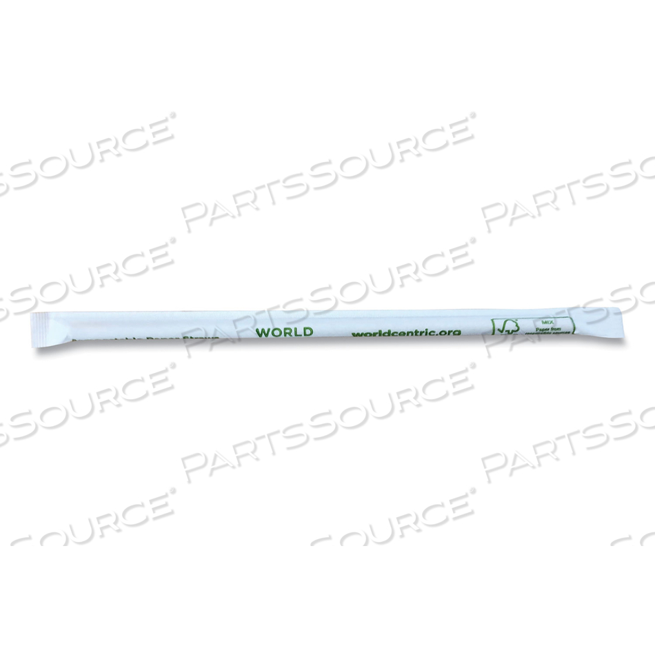 SUSTAINABLE KRAFT PAPER STRAWS, WRAPPED, 8", NATURAL by World Centric SUSTAINABLE KRAFT PAPER STRAWS, WRAPPED, 8", NATURAL by World Centric