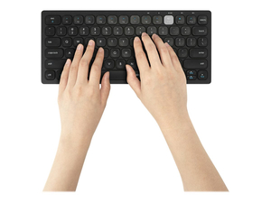 MULTI-DEVICE DUAL WIRELESS COMPACT KEYBOARD, KEYBOARD, WIRELESS, 2.4 GHZ, BLUETOOTH 3.0, BLUETOOTH 5.0, US, BLACK by Kensington Computer Products