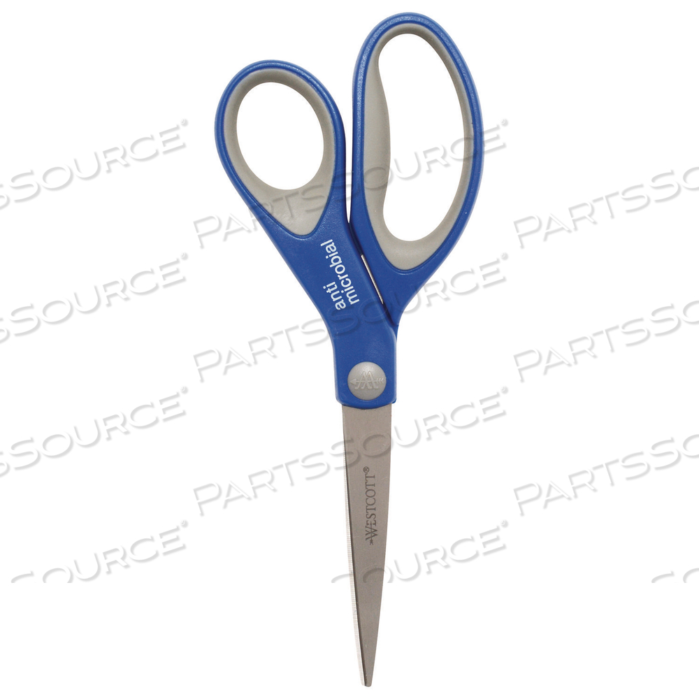 SCISSORS WITH ANTIMICROBIAL PROTECTION, 8" LENGTH, 3.25" CUT LENGTH, BLUE/GRAY STRAIGHT HANDLE by Westcott SCISSORS WITH ANTIMICROBIAL PROTECTION, 8" LENGTH, 3.25" CUT LENGTH, BLUE/GRAY STRAIGHT HANDLE by Westcott