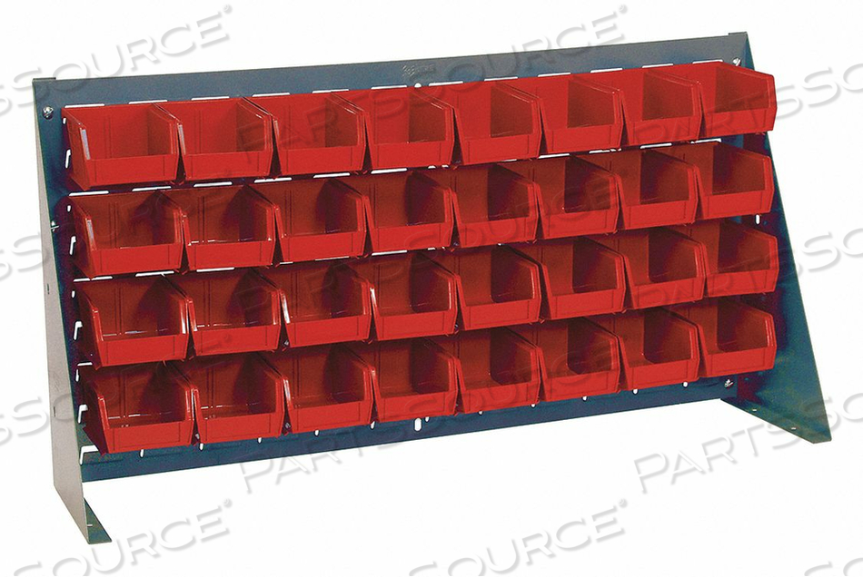 LOUVERED BENCH RACK 19 H 32 BINS RED by Quantum Storage Systems LOUVERED BENCH RACK 19 H 32 BINS RED by Quantum Storage Systems