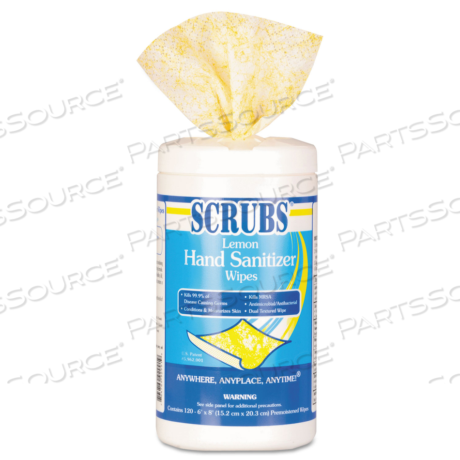 HAND SANITIZER WIPES, 6 X 8, LEMON SCENT, BLUE/WHITE 