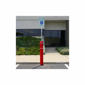 52"H WITH 8"H SIGN POST - NATURAL GROUND INSTALLATION - RED COVER/WHITE TAPES by Flexpost, Inc.