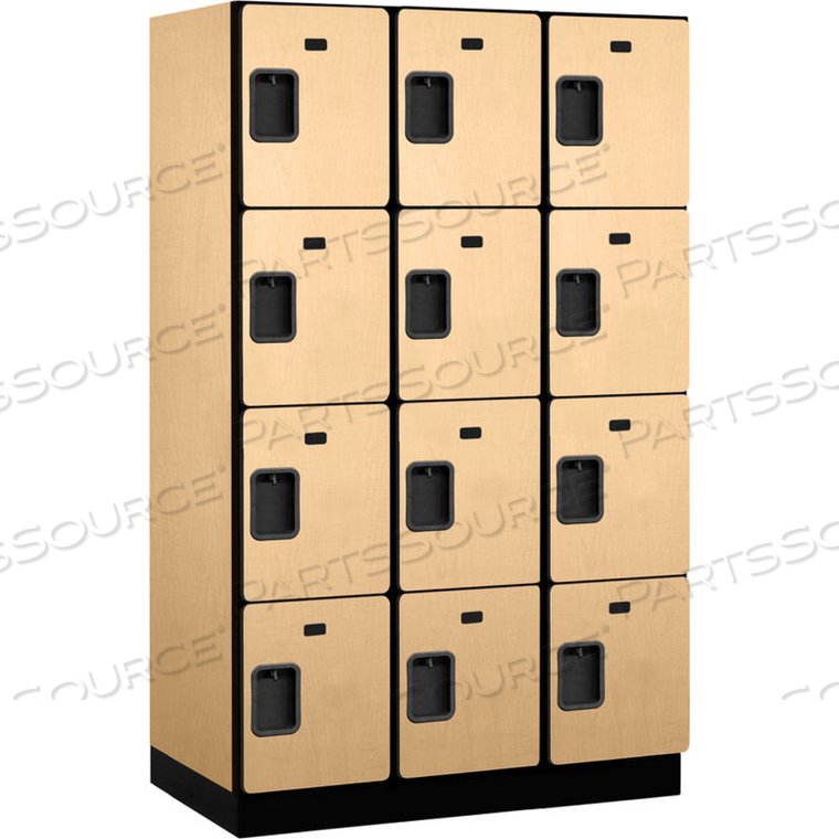 EXTRA WIDE DESIGNER WOOD LOCKER 24368 - FOUR TIER 3 WIDE 15X18X18 MAPLE by Salsbury Industries
