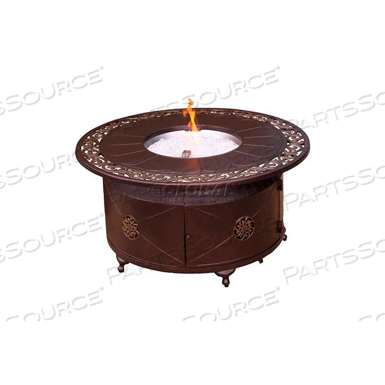 FIRE PIT PROPANE 42000 BTU ROUND CAST ALUMINUM BRONZE 