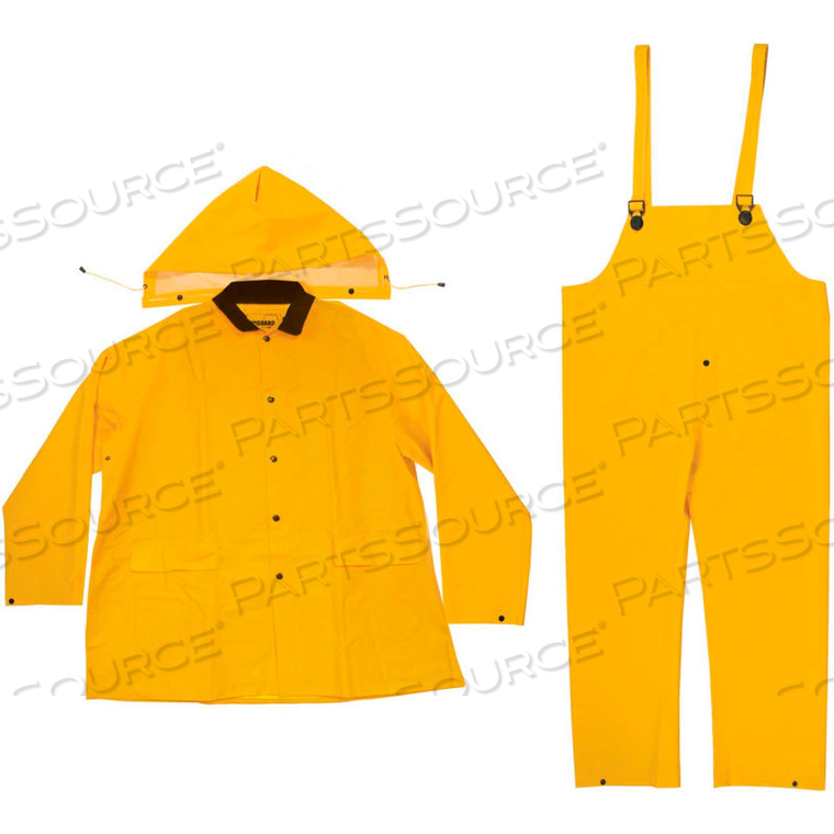 ENGUARD 3-PIECE HEAVY DUTY RAINSUIT, 35 MIL PVC/POLYESTER, SNAP CLOSURE, YELLOW, M 