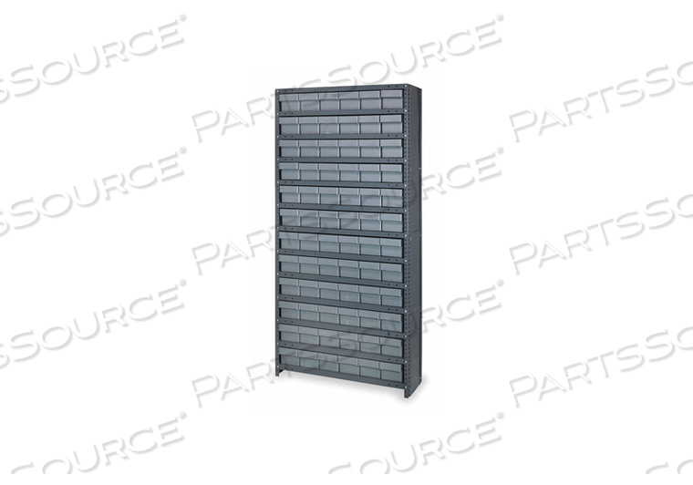 D5599 ENCLOSED BIN SHELVING 75 H 72 BINS GRAY by Quantum Storage Systems D5599 ENCLOSED BIN SHELVING 75 H 72 BINS GRAY by Quantum Storage Systems