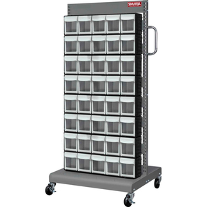 SHUTER FLIP OUT BIN MOBILE PARTS CART - DOUBLE SIDED WITH 80 BINS by LDS Industries LLC