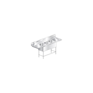 THREE BOWL AEROSPEC SS NSF SINK, TWO 18'W DRAINBOARDS by Aero Manufacturing Co.