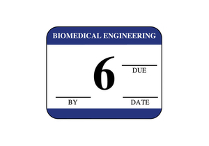 LABEL, BIOMEDICAL ENGINEERING INSPECTION, SYNTHETIC PAPER, DARK BLUE, WHITE BACKGROUND, 1-1/4 IN X 1 IN by United Ad Label