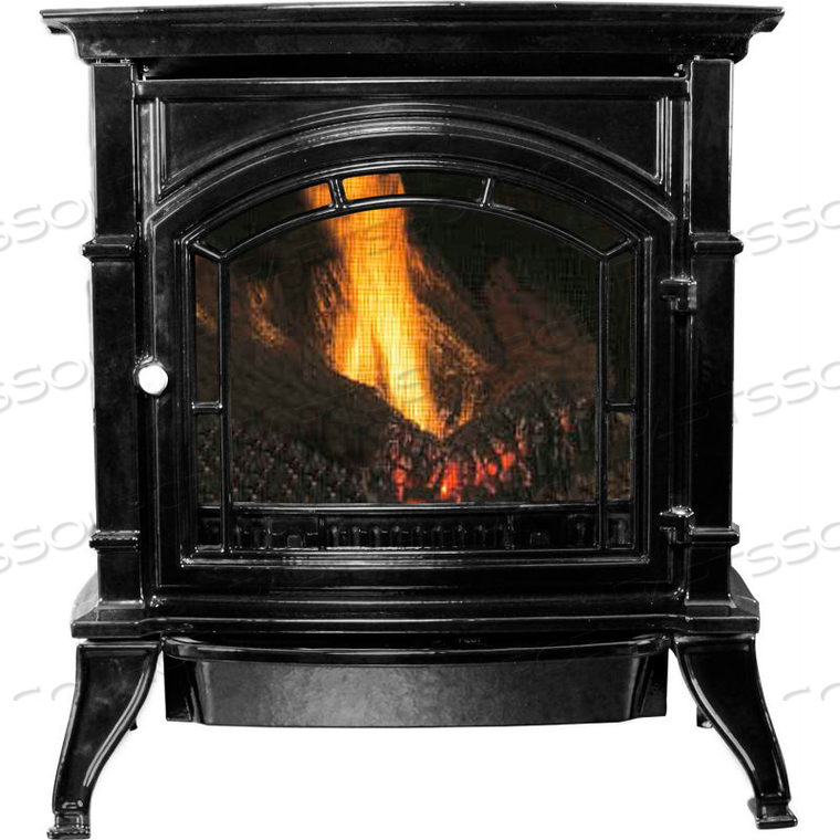 ASHLEY VENT FREE NATURAL GAS STOVE, BLACK ENAMELED PORCELAIN CAST IRON, 31000 BTU 