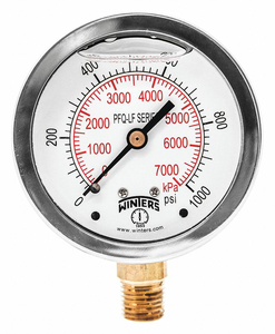 J1382 GAUGE PRESSURE 2-1/2IN. 0 TO 1000 PSI by Winters Instruments J1382 GAUGE PRESSURE 2-1/2IN. 0 TO 1000 PSI by Winters Instruments