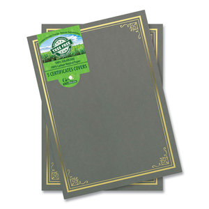 CERTIFICATE/DOCUMENT COVER, 9.75" X 12.5", GRAY WITH GOLD FOIL, 5/PACK by Geographics