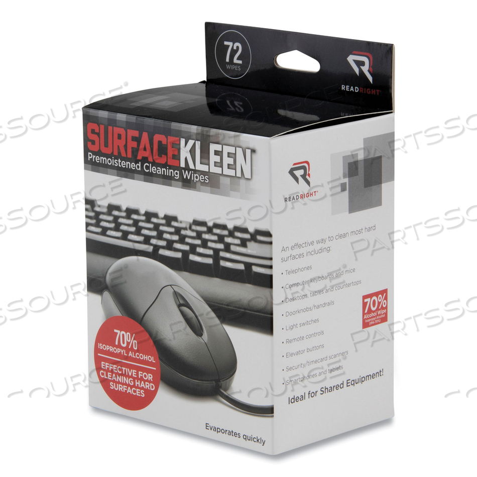 SURFACEKLEEN PREMOISTENED ALCOHOL CLEANING WIPES, 5 X 5, FOIL PACKET by Read Right