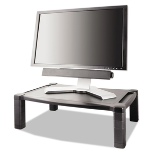 WIDE DELUXE TWO-LEVEL MONITOR STAND, 20" X 13.25" X 3" TO 6.5", BLACK, SUPPORTS 50 LBS by Kantek