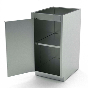 STAINLESS STEEL BASE CABINET, 1 HINGED DOOR, 1 SHELF, 24"W X 21"D X 36"H by Aero Manufacturing Co.