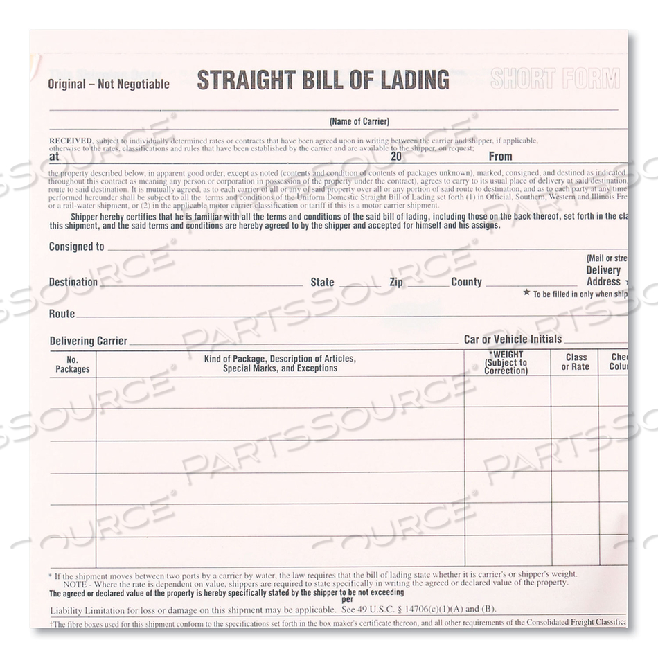 SNAP-A-WAY BILL OF LADING, SHORT FORM, THREE-PART CARBONLESS, 7 X 8.5 by Rediform SNAP-A-WAY BILL OF LADING, SHORT FORM, THREE-PART CARBONLESS, 7 X 8.5 by Rediform