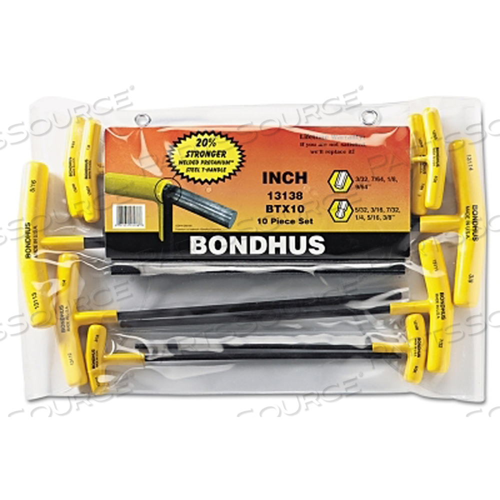 BALLDRIVER T-HANDLE HEX KEY SETS, HEX BALL TIP, INCH by Bondhus