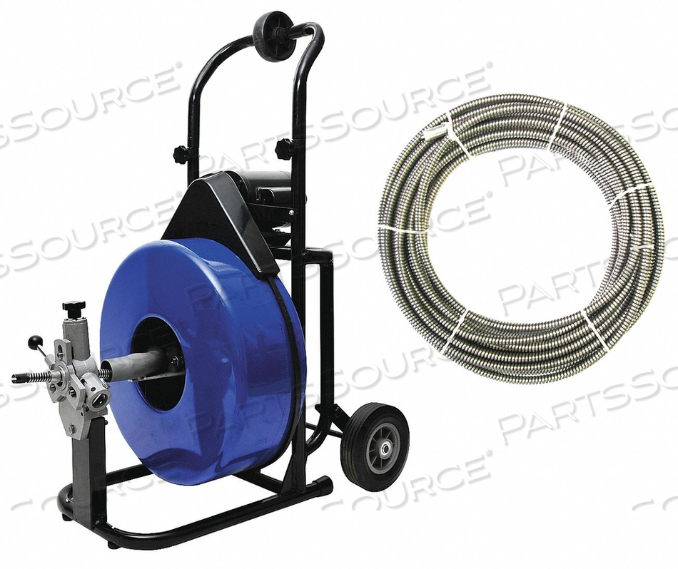 DRAIN CLEANING MACHINE, MAXIMUM DRAIN LINE INSIDE DIAMETER 8 IN, MINIMUM DRAIN LINE INSIDE DIAMETER 4 IN, NUMBER OF CABLES INCLUDED 1, CABLE by Westward DRAIN CLEANING MACHINE, MAXIMUM DRAIN LINE INSIDE DIAMETER 8 IN, MINIMUM DRAIN LINE INSIDE DIAMETER 4 IN, NUMBER OF CABLES INCLUDED 1, CABLE by Westward