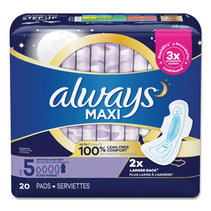 MAXI PADS, EXTRA HEAVY OVERNIGHT, 20/PACK, 6 PACKS/CARTON by Always