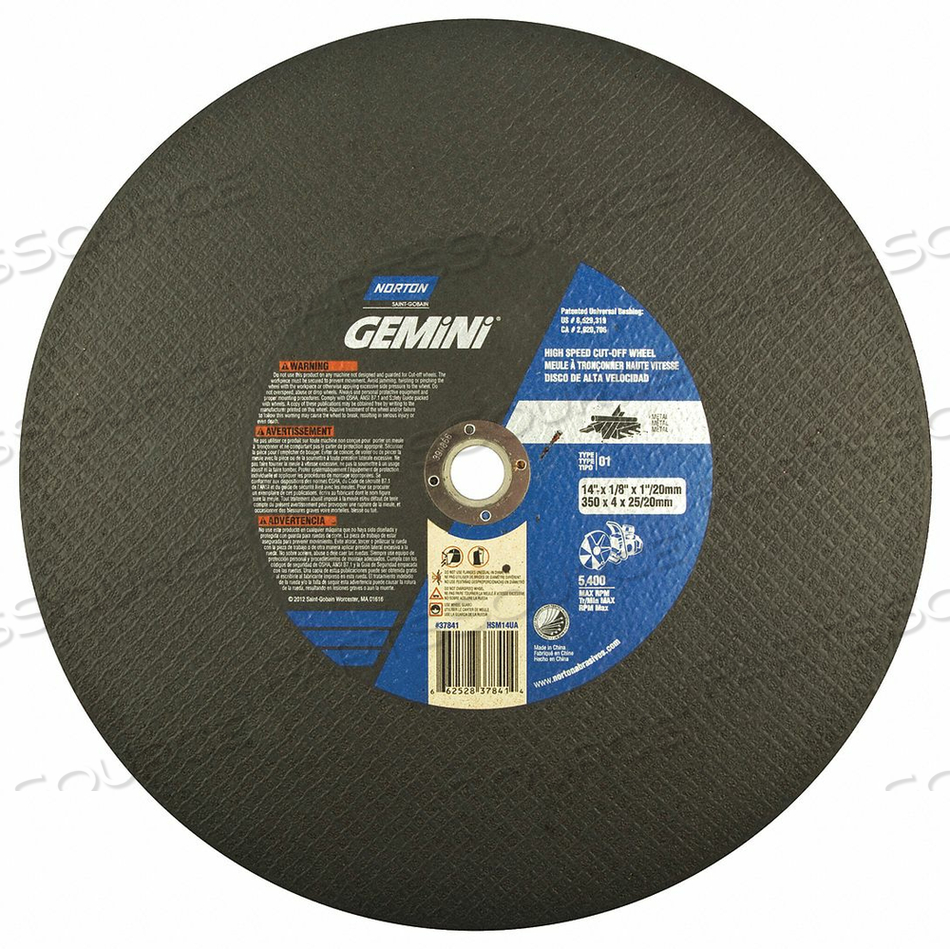 CUTOFF WHL GEMINIDUCTILE 14 X.125 X20MM by Norton | Saint-Gobain Abrasives