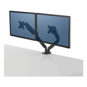 PLATINUM SERIES DUAL MONITOR ARM FOR 27" MONITORS, 360 DEG ROTATION, +85 DEG/-20 DEG TILT, 360 DEG PAN, BLACK, SUPPORTS 20 LB by Fellowes
