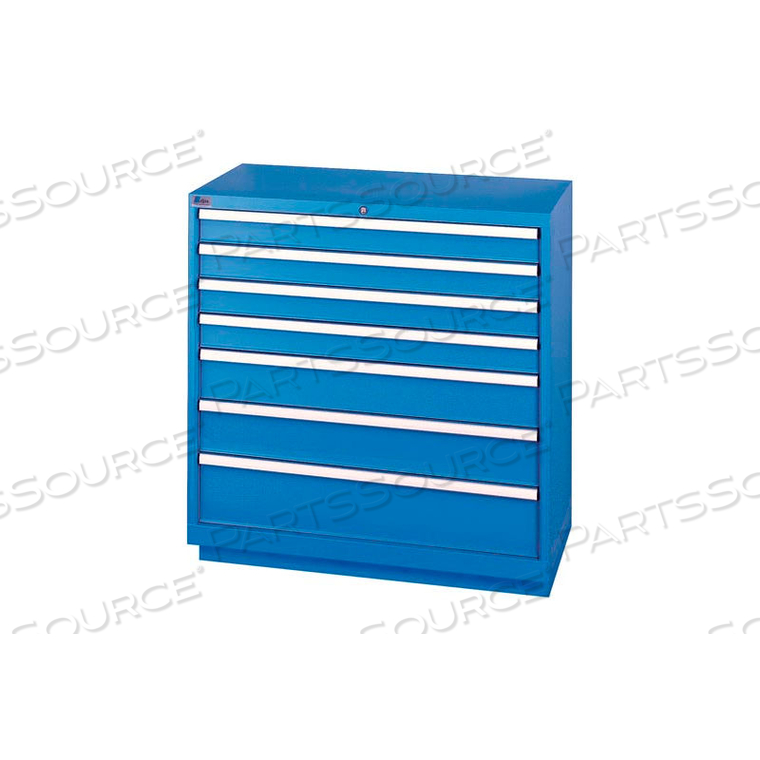 7 DRAWER SHALLOW DEPTH CABINET - BRIGHT BLUE, INDIVIDUAL LOCK 