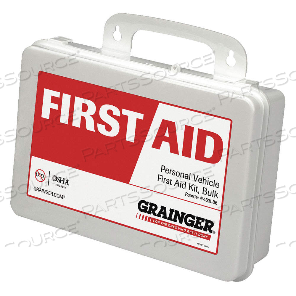 FIRST AID KIT AND HOUSING, VEHICLE, 10 PEOPLE SERVED, 91 COMPONENTS, PLASTIC by Approved Vendor FIRST AID KIT AND HOUSING, VEHICLE, 10 PEOPLE SERVED, 91 COMPONENTS, PLASTIC by Approved Vendor