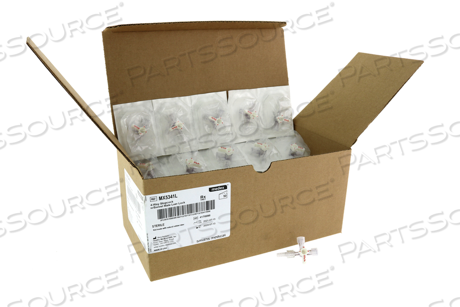 4-WAY STOPCOCK W/SWIVEL MALE LUER LOCK 50/CA by Smiths Medical