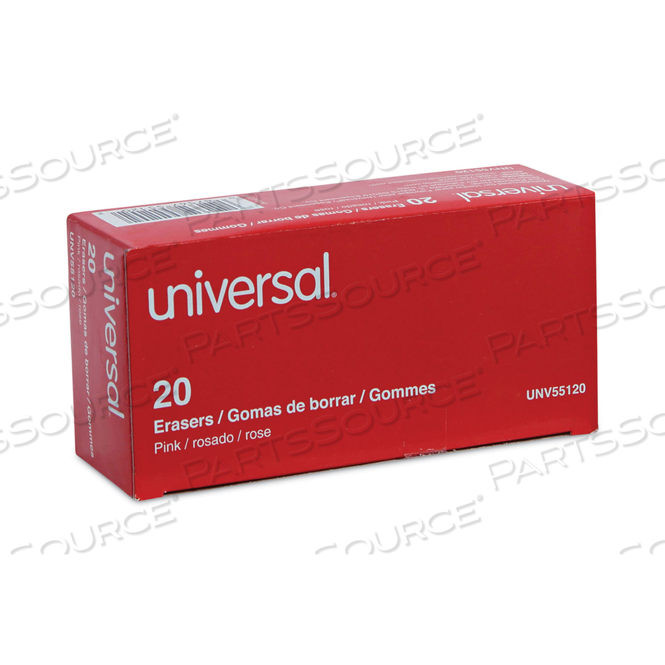 BEVEL BLOCK ERASERS, FOR PENCIL MARKS, SLANTED-EDGE RECTANGULAR BLOCK, LARGE, PINK by Universal BEVEL BLOCK ERASERS, FOR PENCIL MARKS, SLANTED-EDGE RECTANGULAR BLOCK, LARGE, PINK by Universal