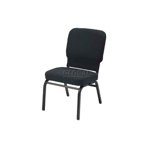 OVERSIZED CHURCH CHAIR - ARMLESS - STACKING - BLACK VINYL BLACK FRAME by KFI