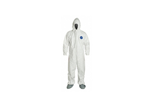 HOODED COVERALL W/ATTACHED BOOTS WHITE L by DuPont HOODED COVERALL W/ATTACHED BOOTS WHITE L by DuPont