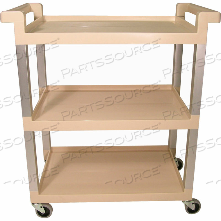 SERVICE CART, ALUMINUM POSTS, 3 SHELF, 31-1/2"LX16-1/4"W, BEIGE 