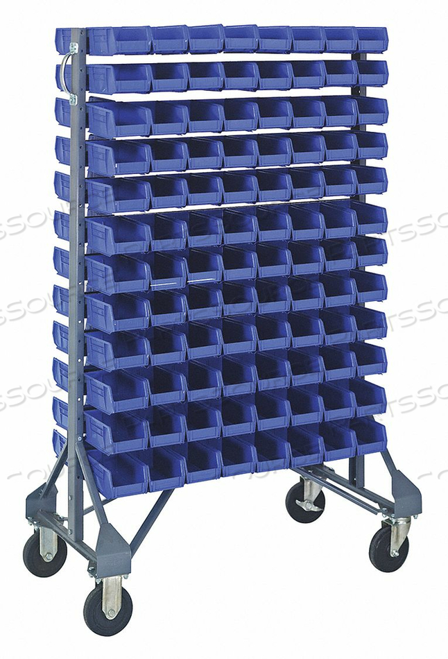 MOBILE BIN RAIL FLOOR RACK 192 BINS BLUE by Quantum Storage Systems