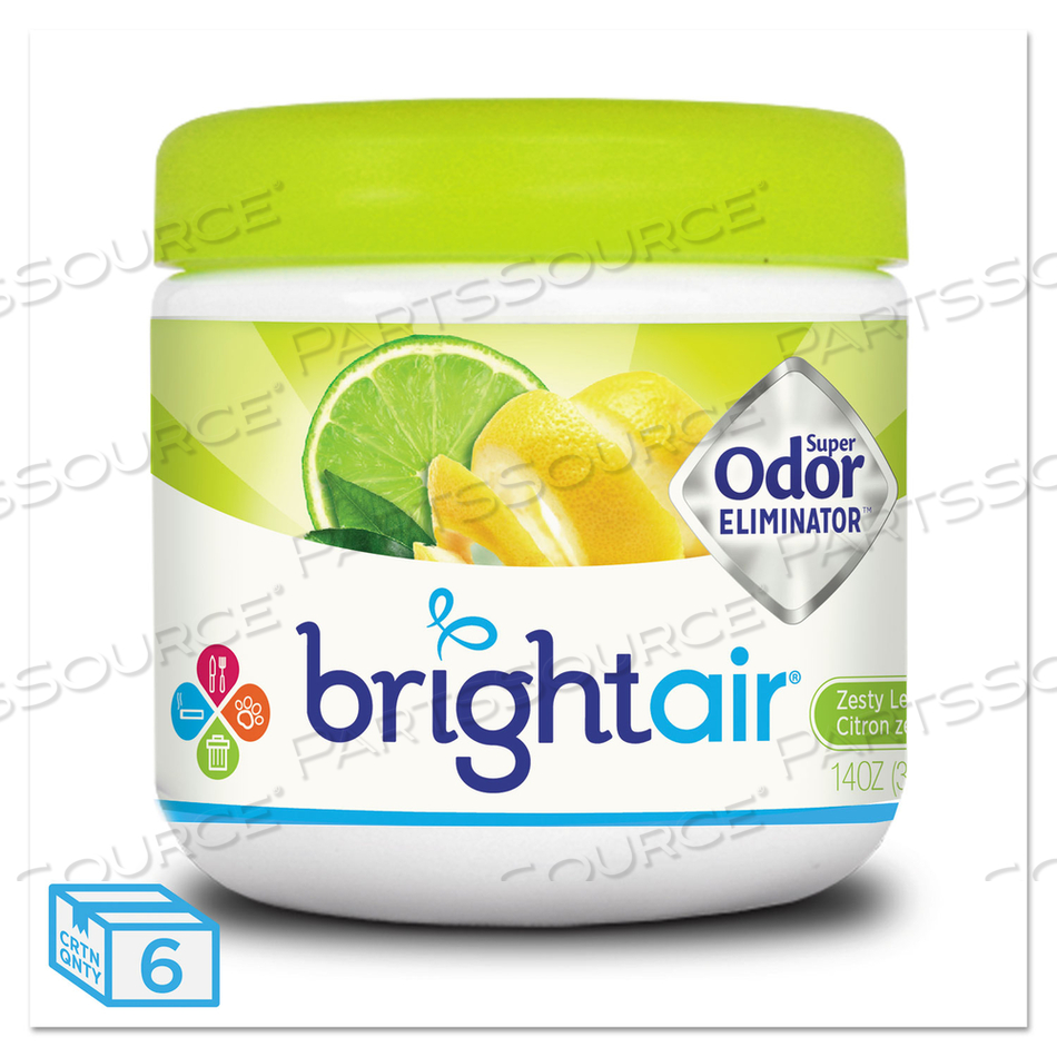 SUPER ODOR ELIMINATOR, ZESTY LEMON AND LIME, 14 OZ JAR by Bright Air