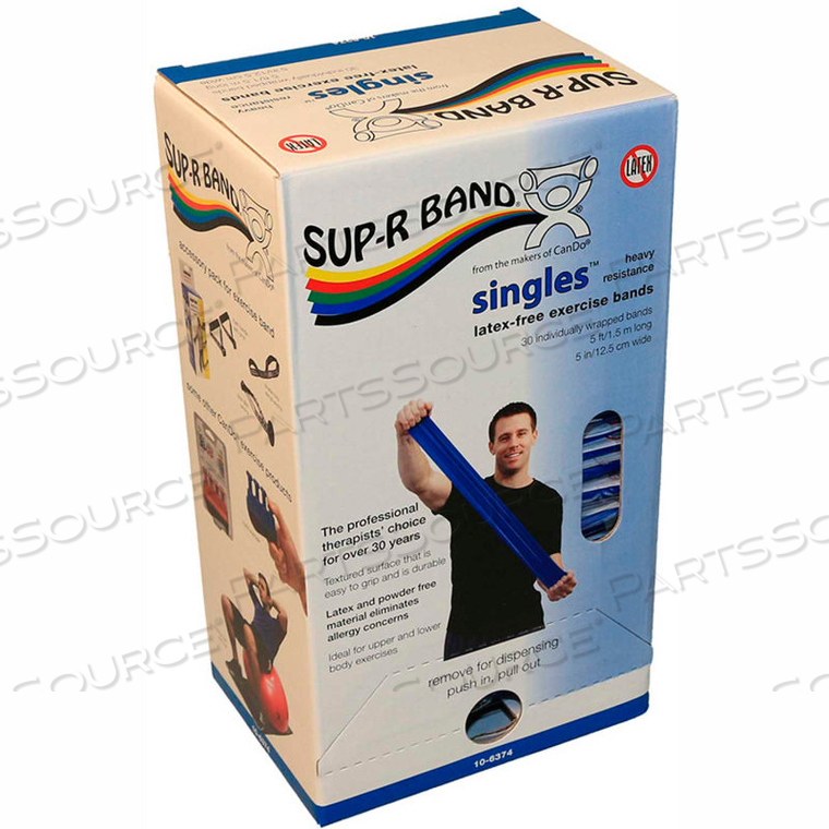 SUP-R BAND, LATEX-FREE, 5-FOOT SINGLES, 30-PIECE DISPENSER, BLUE by Fabrication Enterprises