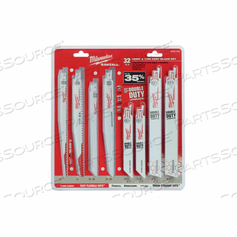 BLADE SET, RECIPROCATING, 6/8/9 IN.L, BI-METAL, 32/PACK by Milwaukee Electric Tools