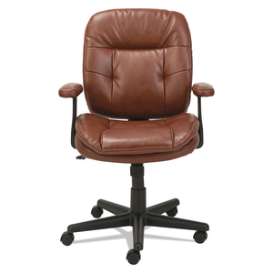 SWIVEL/TILT BONDED LEATHER TASK CHAIR, SUPPORTS 250 LB, 16.93" TO 20.67" SEAT HEIGHT, CHESTNUT BROWN SEAT/BACK, BLACK BASE by OIF