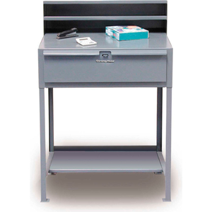 SHOP DESK PIGEONHOLE RISER, DRAWER & SHELF 36"W X 28"D X 42"H FLAT - GRAY by Strong Hold