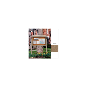 52"W X 40"H CORK TOP-HINGED SINGLE DOOR MESSAGE CENTER WITH WEATHERED WOOD FRAME by United Visual Products