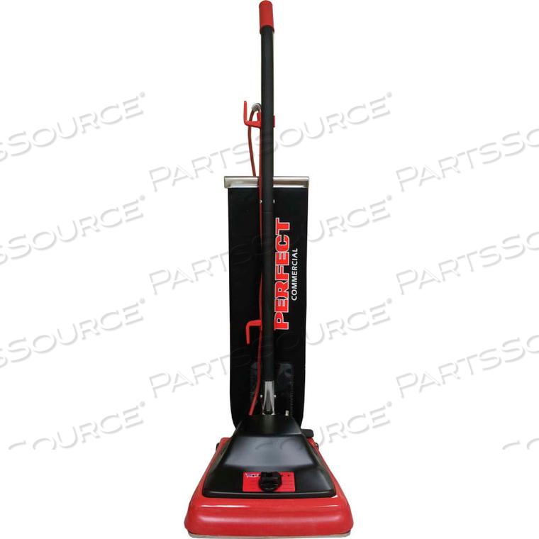 PERFECT PRODUCTS UPRIGHT VACUUM W/SHAKE OUT BAG, 12" CLEANING WIDTH 