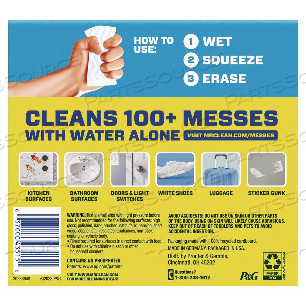 MAGIC ERASER, 4.6 X 2.3, 1" THICK, WHITE by Mr. Clean MAGIC ERASER, 4.6 X 2.3, 1" THICK, WHITE by Mr. Clean