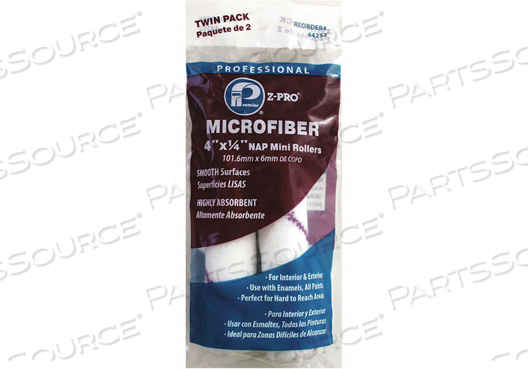 MICROFIBER ROLLER 4 IN L 1/4 IN NAP PK2 by Premier