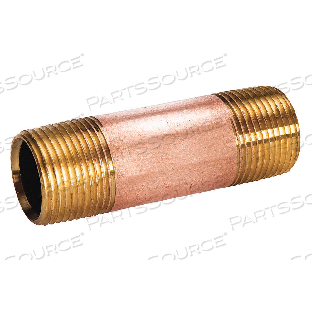 NIPPLE, RED BRASS, 3/4 IN NOMINAL PIPE SIZE, 1 1/2 IN OVERALL LG, THREADED ON BOTH ENDS, SCHEDULE 40 by Approved Vendor