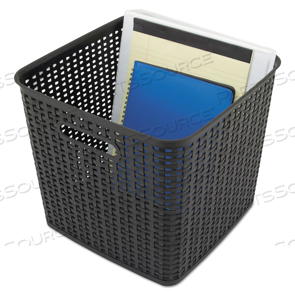 PLASTIC WEAVE BIN, EXTRA LARGE, 12.5" X 12.5" X 11.13", BLACK, 2/PACK by Advantus PLASTIC WEAVE BIN, EXTRA LARGE, 12.5" X 12.5" X 11.13", BLACK, 2/PACK by Advantus