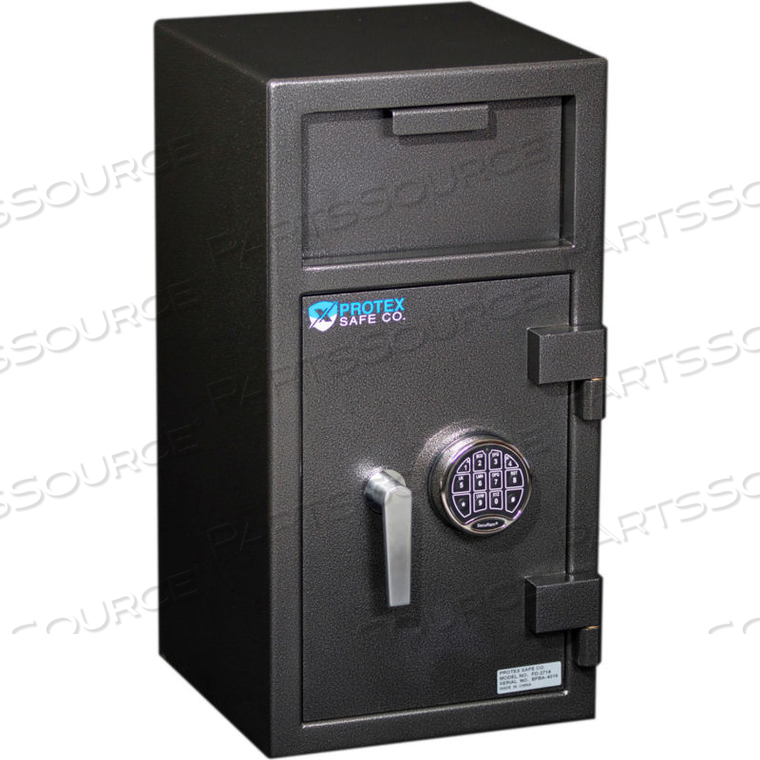 LARGE FRONT LOADING DEPOSITORY SAFE WITH ELECTRONIC LOCK 14" X 14" X 27" GRAY 