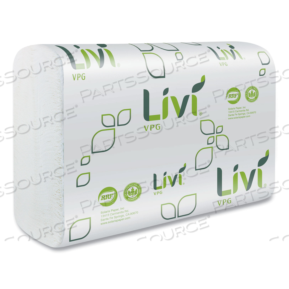 MULTIFOLD TOWEL, 1-PLY, 9.45 X 9.06, WHITE, 250 SHEETS/PACK, 16 PACKS/CARTON by Livi