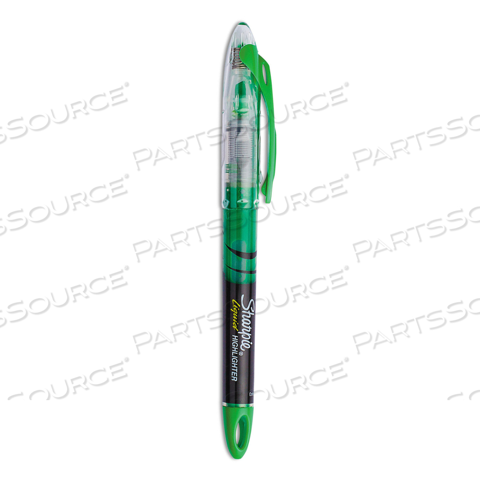 LIQUID PEN STYLE HIGHLIGHTERS, FLUORESCENT GREEN INK, CHISEL TIP, GREEN/BLACK/CLEAR BARREL by Sharpie