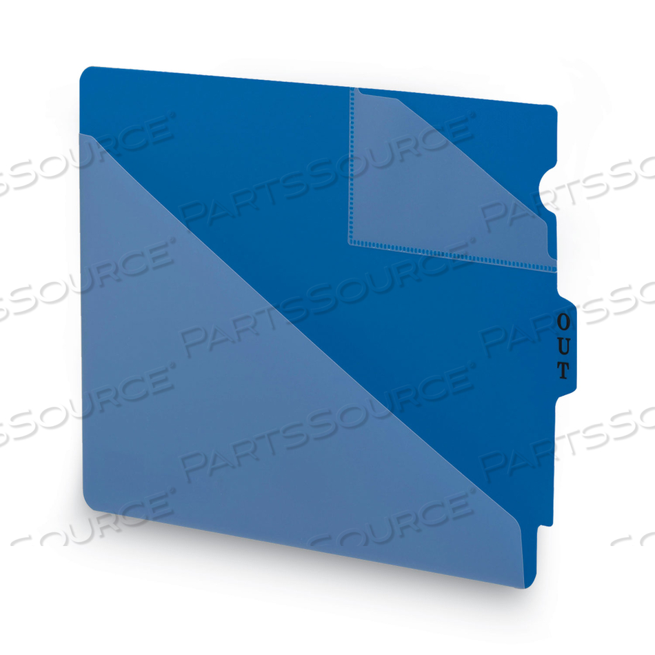 END TAB POLY OUT GUIDES, TWO-POCKET STYLE, 1/3-CUT END TAB, OUT, 8.5 X 11, BLUE by Smead